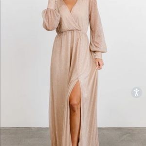 Baltic Born “Abigail” sparkle gown in champagne